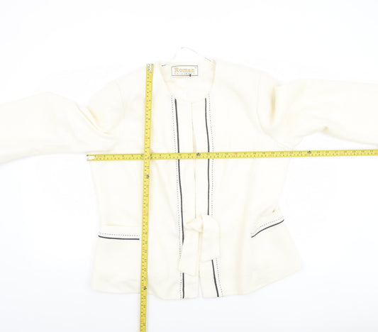 Roman Originals Womens Ivory Belted Lined Blazer Size 18