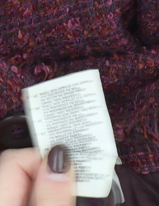 H&M Women Red Tweed Single-Breasted Blazer Size 12