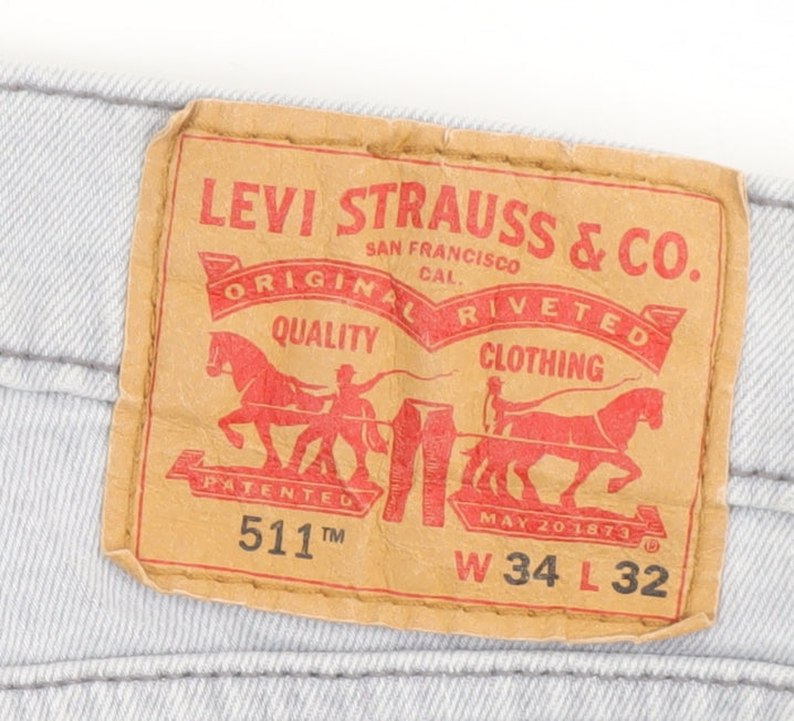 Levi's 511 Men's Grey Slim Fit Denim Jeans W34 L32