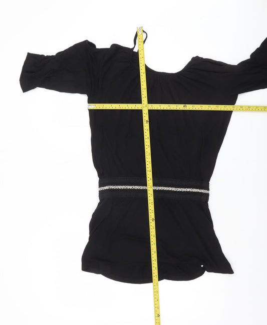 Womens UK Size 10/12 Buffalo Black Tunic Blouse