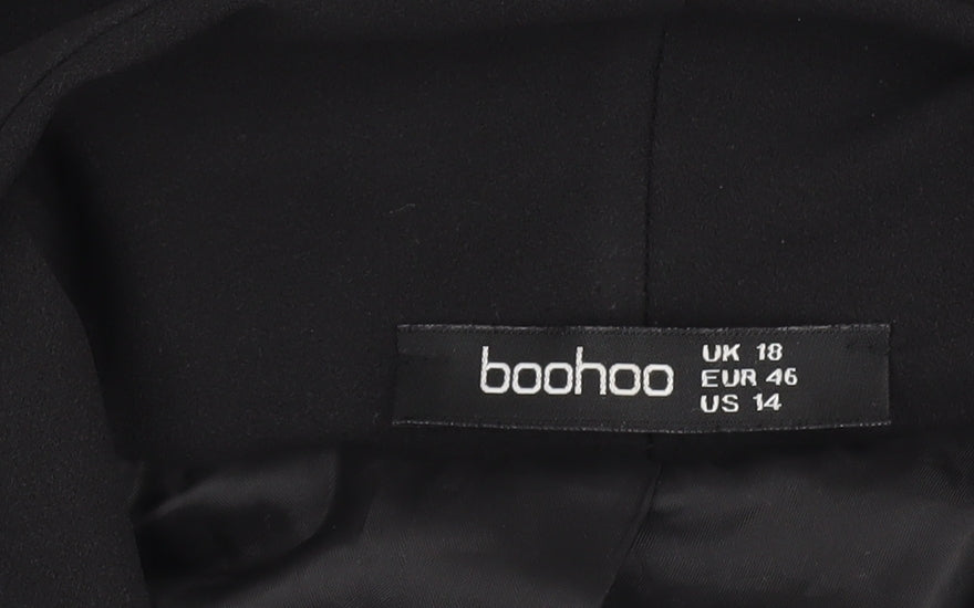 Boohoo Women Black Blazer Jacket UK 18 Longline Shawl Collar