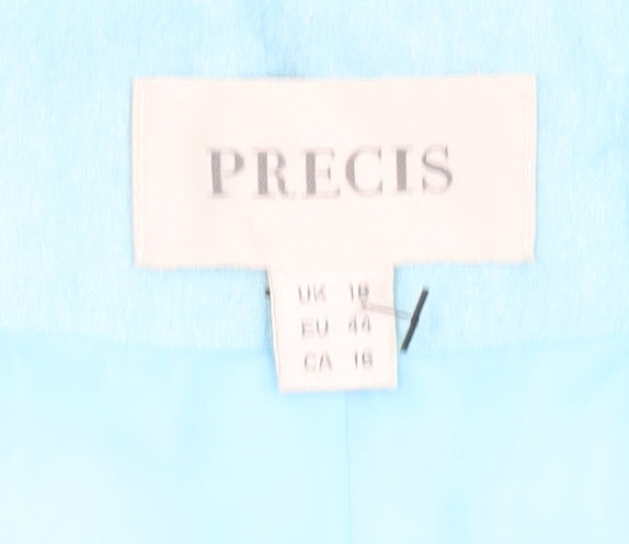 Precis Women Blue Cropped Suit Jacket Size 18 Beaded Linen Blend
