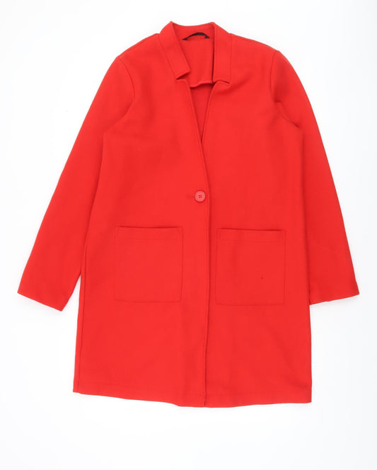 Additional front view of Dunnes Women Red Mid-Length Polyester Overcoat, size S