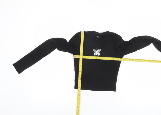 Womens UK Size XS Mavi Black Cropped T-Shirt