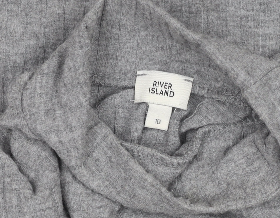 Womens UK Size 10 River Island Grey Basic T-Shirt