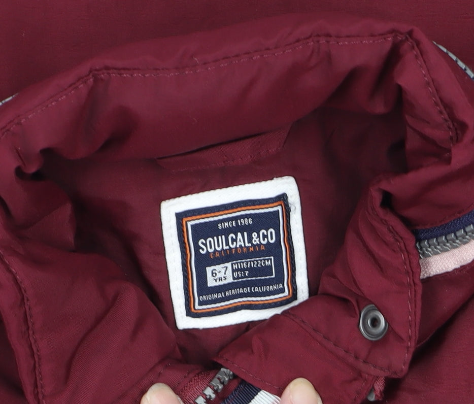 Additional view of SoulCal girls’ red parka coat 6-7 years lined winter jacket