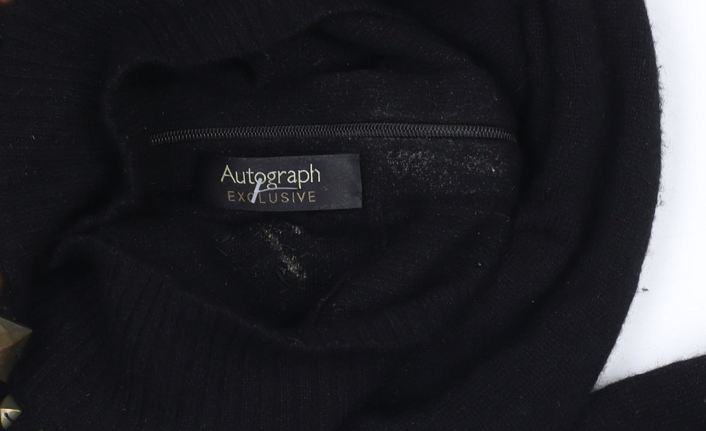 Marks and Spencer Women Black Wool Cashmere Bodycon Dress Size 12