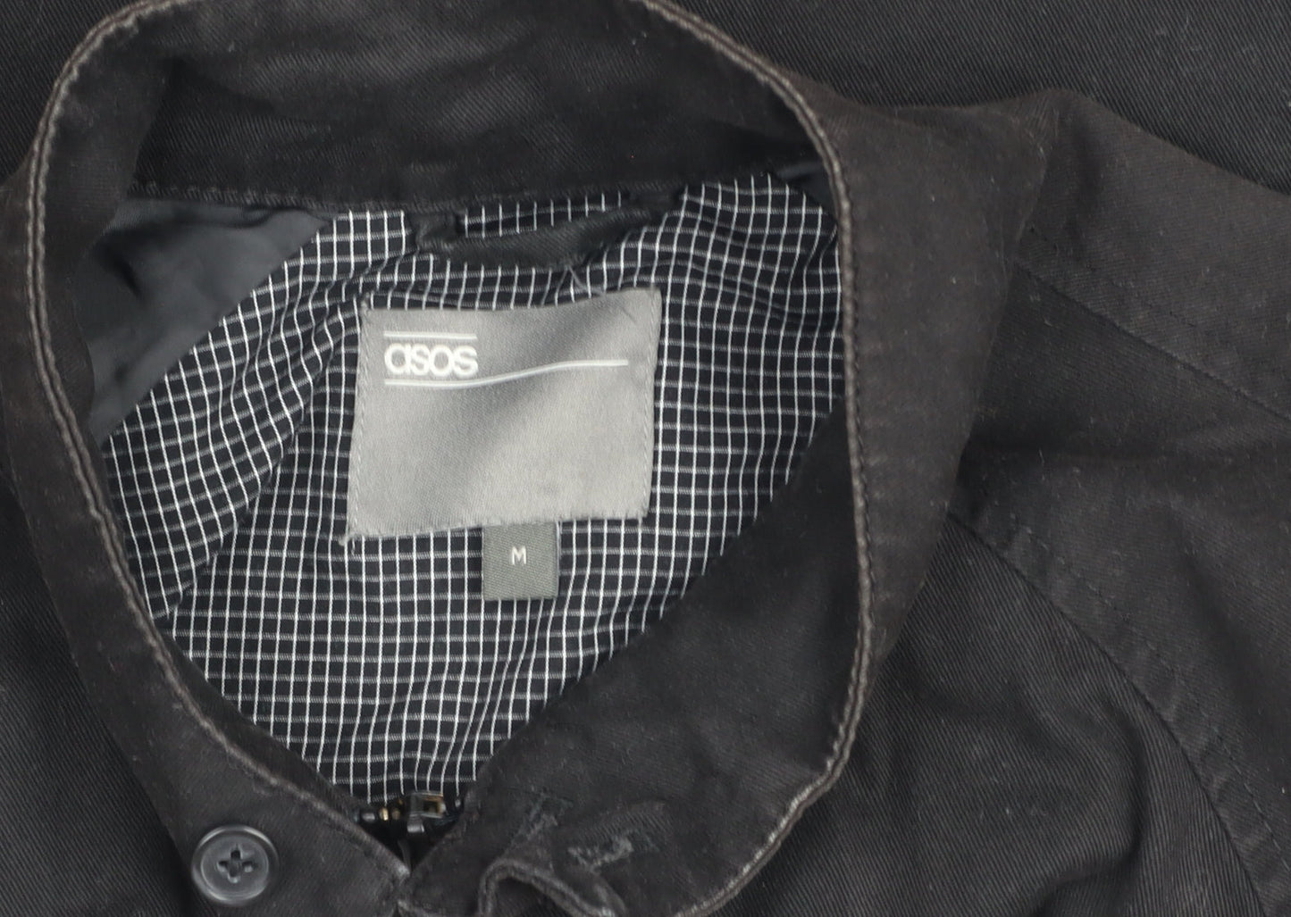 ASOS Men's Black Cotton Full Zip Jacket M Regular Fit