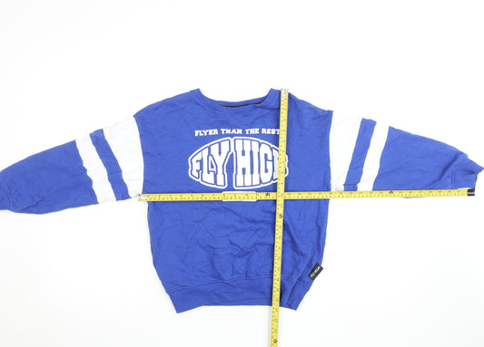 Fly High Boys Blue Graphic Pullover Sweatshirt Size 146 Crew Neck