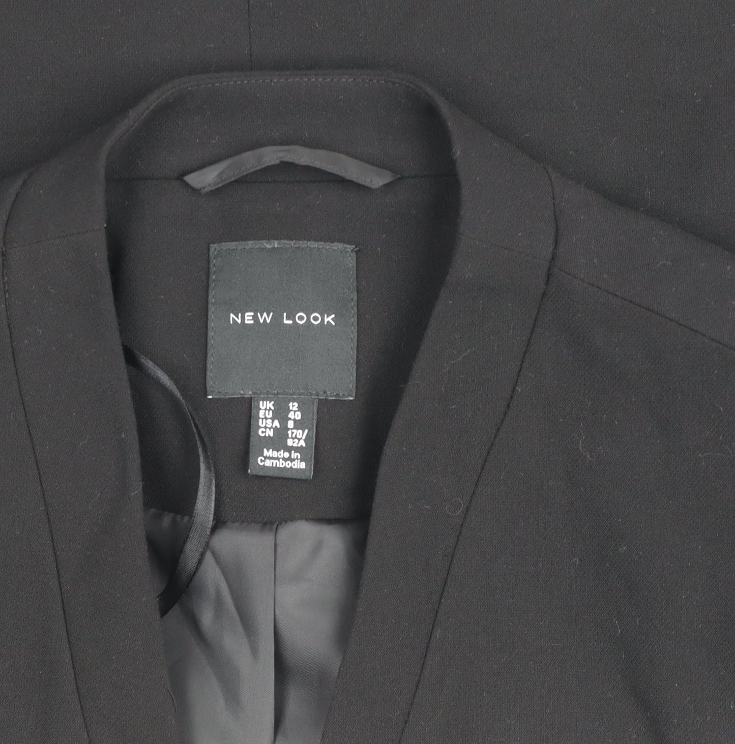 New Look Women's Black Cropped Blazer Size 12 Tailored Workwear Jacket