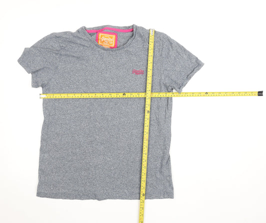 Superdry Men's Grey Crew Neck Short Sleeve Cotton T-Shirt Size M