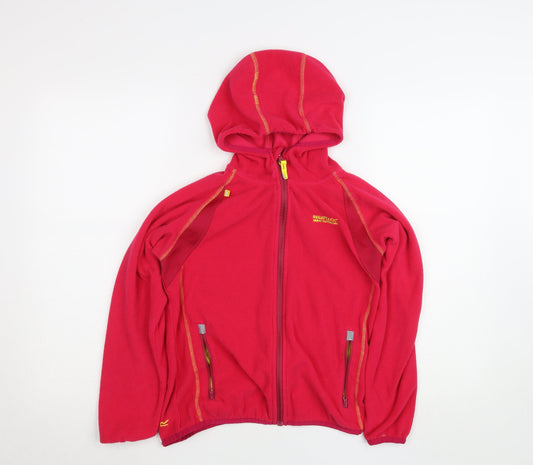 Regatta Teens Red Fleece Full Zip Hooded Activewear Top Size 158