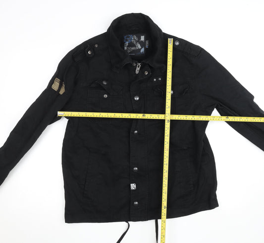 80s & Sons Men's Black XL Military Style Cotton Jacket