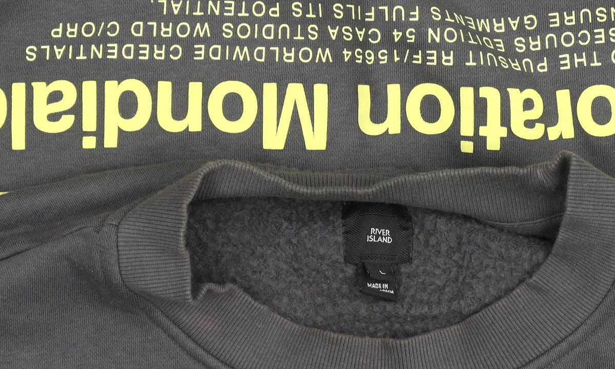 Mens UK Size L River Island Grey Pullover Sweatshirt