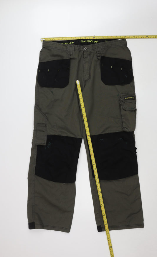 Dunlop Men's Green Cargo Work Trousers W38 L32 Regular Fit