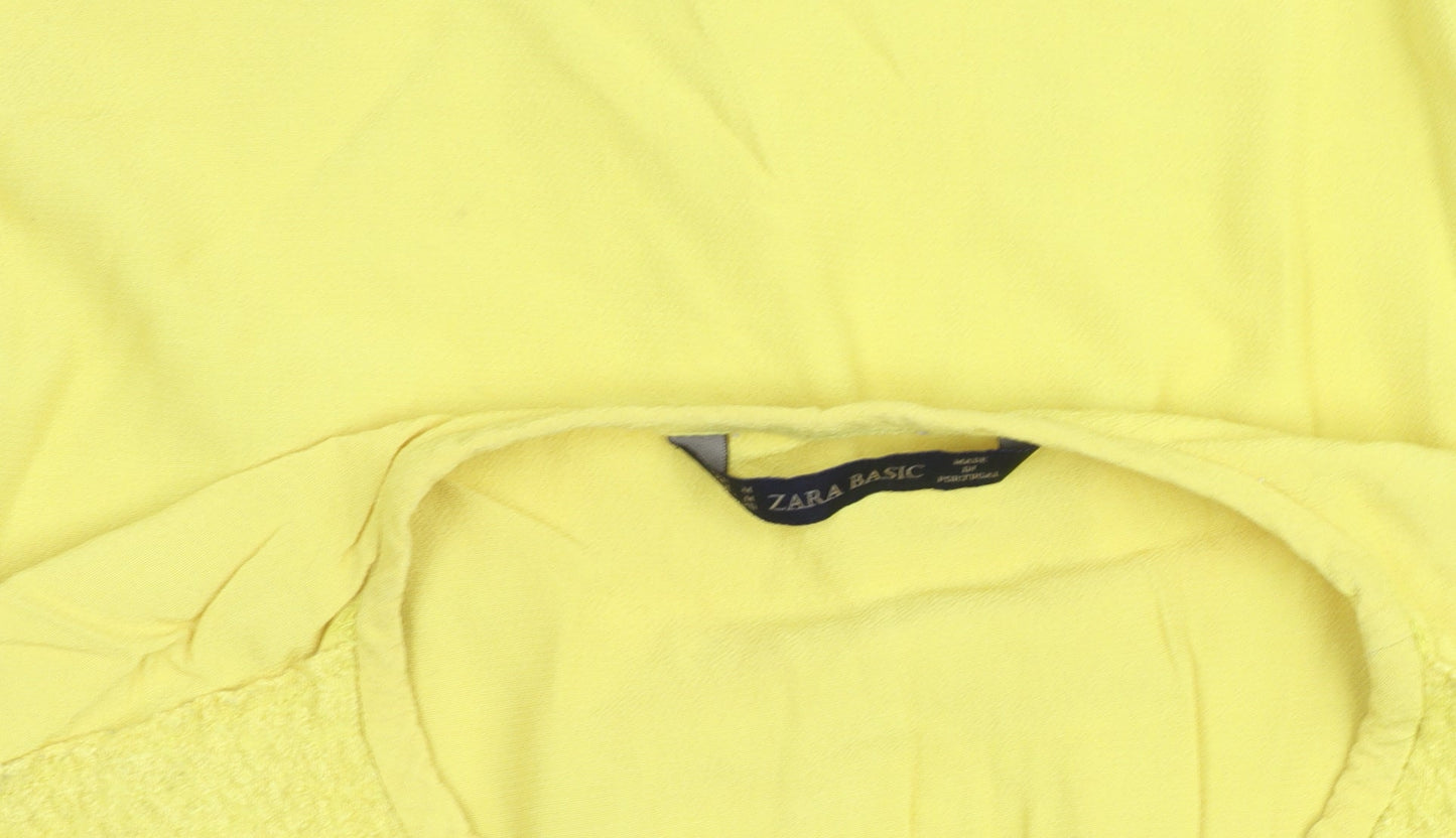 Womens UK Size M Zara Basic Yellow Cropped Blouse