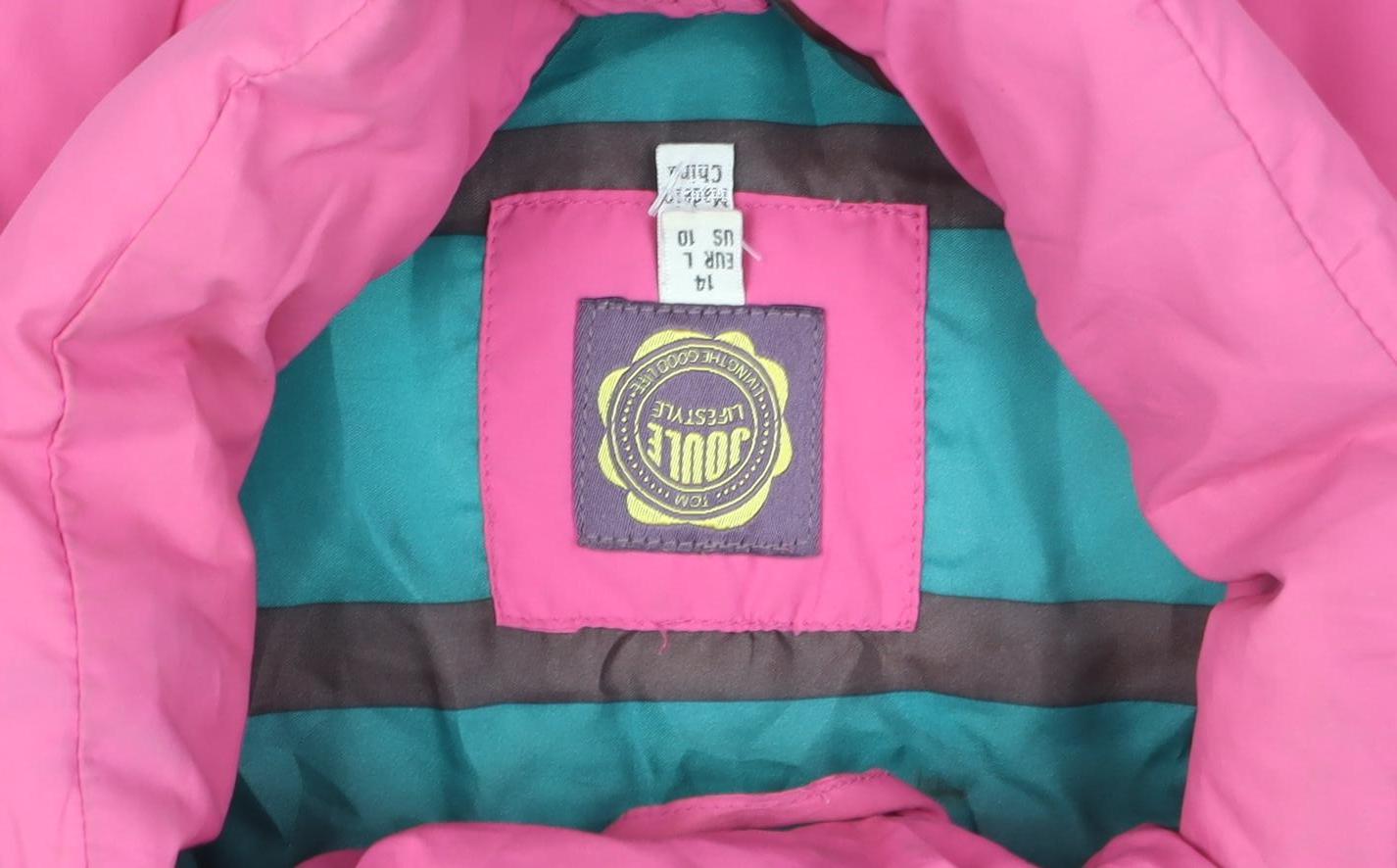 Joules Women’s Pink Puffer Waistcoat Size 14 Polyester Zip Front