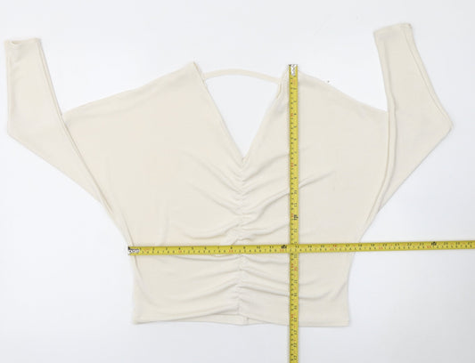 Womens UK Size 8 River Island Ivory Cropped Blouse