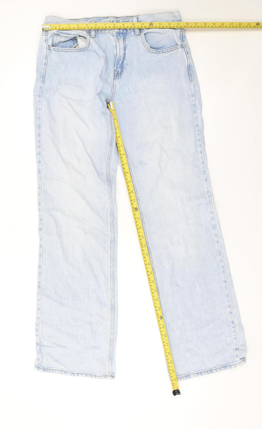Unisex Adultss UK Size M Stradivarius Regular Fit Straight Blue Jeans