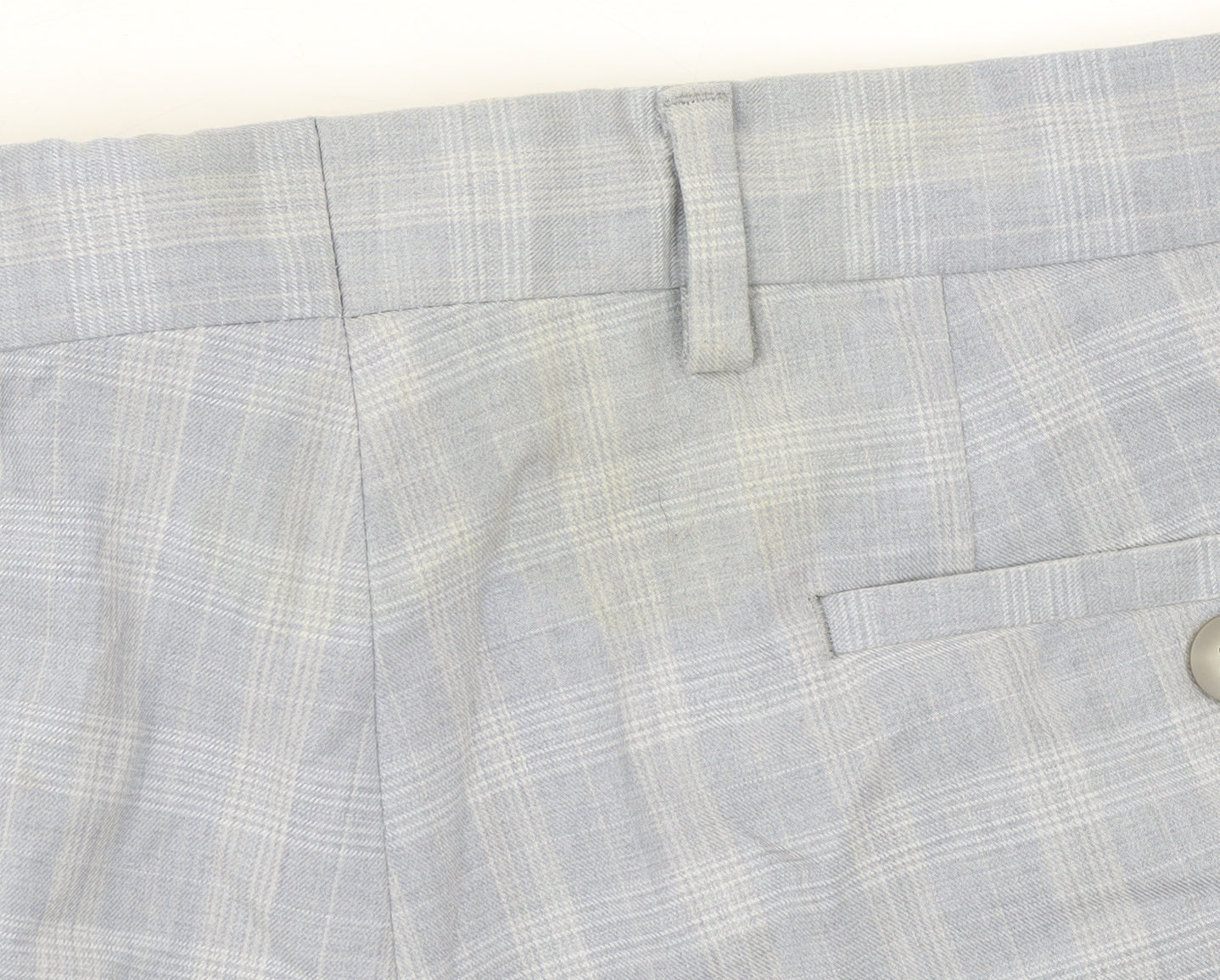 Spin Men's Grey Check Slim Fit Chino Trousers Size 38S