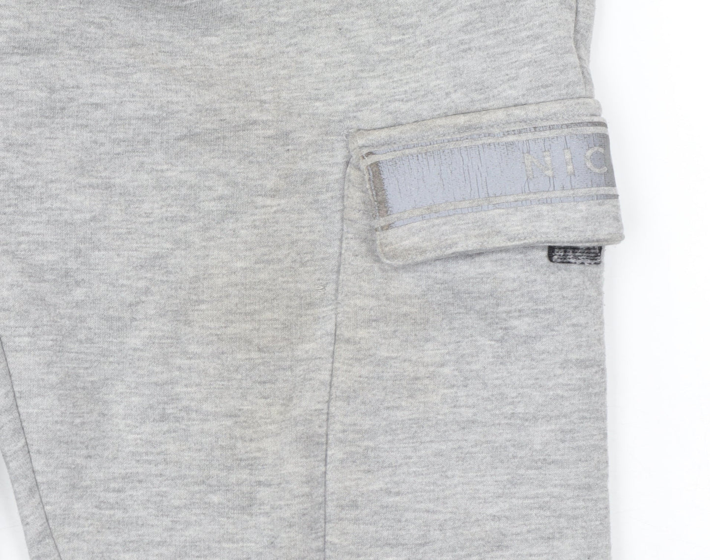 NICCE Mens Grey Cargo Jogger Trousers Size S Elastic Waist