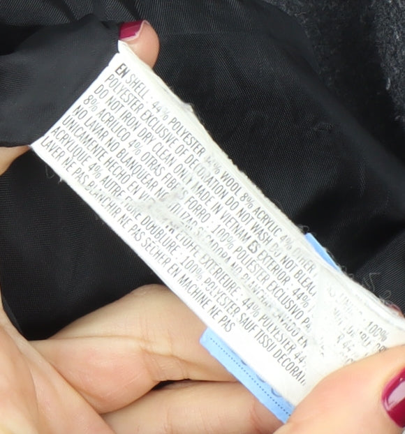 Forever 21 Women's Grey Wool Blend Toggle Duffle Coat M