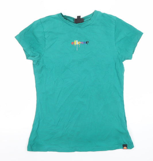 Womens UK Size 10 ellesse Green Basic T-Shirt