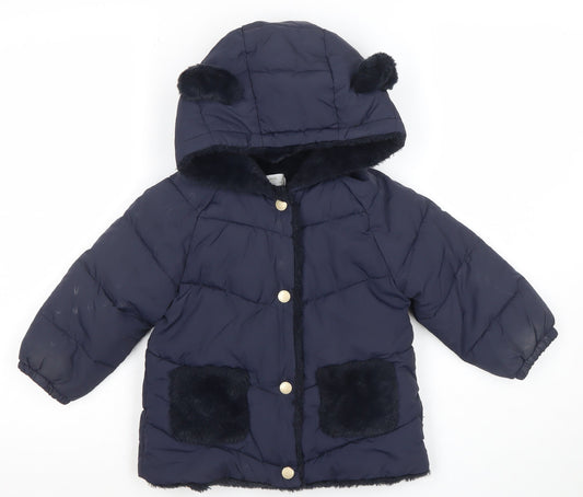 Girls UK Size 3 Years Mango Blue Puffer Jacket