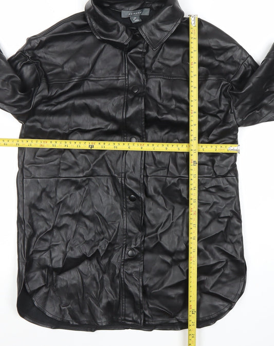 Primark Womens Black Faux Leather Button Jacket XS