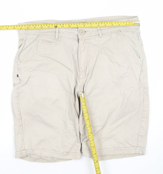Kangol Men Beige Chino Shorts L Regular Fit Cotton Casual Summer