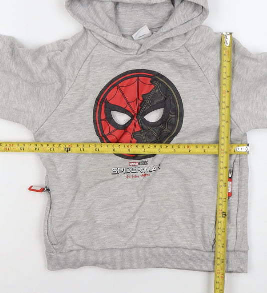 Primark Boys Grey Spider-Man Hoodie 5-6 Years Pullover Marvel Fleece
