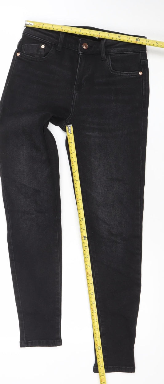 ZARA Womens Black Skinny Jeans Size 8 Slim Fit Mid Rise Denim