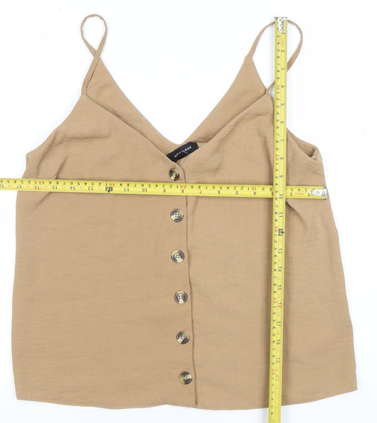 New Look Women’s Brown Button Front Camisole Tank Top Size 12