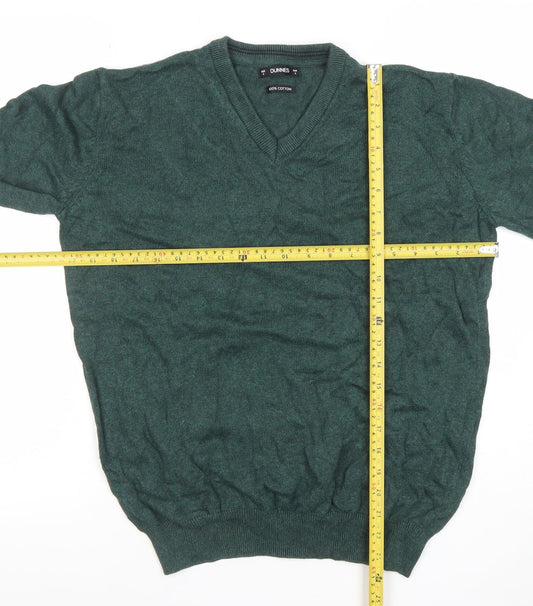 Dunnes Men Green Cotton V-Neck Jumper Size S Regular Fit