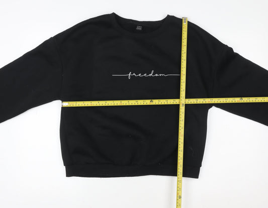 SHEIN Womens Black Freedom Graphic Crew Neck Pullover Sweatshirt Size L