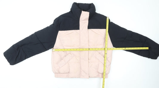 H&M Divided Women's Pink & Black Puffer Jacket XS Winter Coat