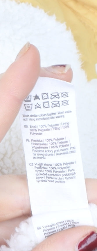 F&F Unisex Baby Yellow Heart Puffer Jacket 6-9 Months Hooded Winter Coat