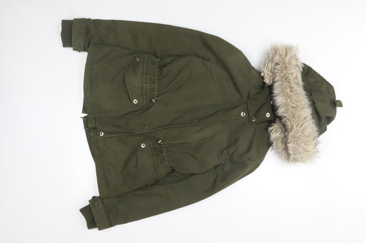 Womens UK Size S Zara Green Parka Coat