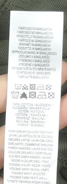 The Stronghold Men's Green Crew Neck Short Sleeve Cotton T-Shirt Size L