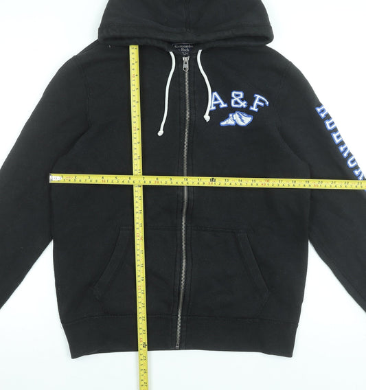 Abercrombie & Fitch Men's Black Full Zip Hoodie Size S Embroidered Logo