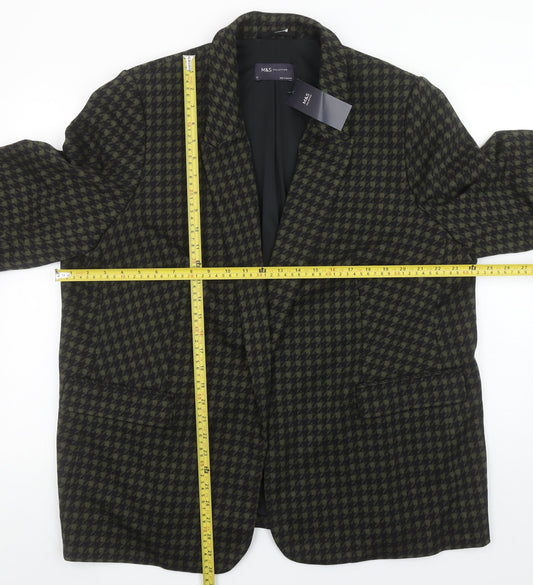Marks and Spencer Women Khaki Houndstooth Blazer UK 22 Classic Fit