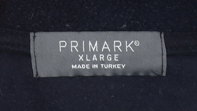 Primark Men's Multicoloured Fleece 1/4 Zip Sweatshirt XL Retro Style