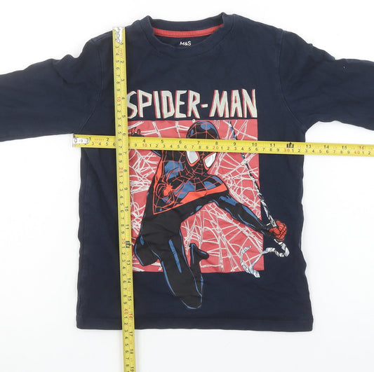 Boys UK Size 6-7 Years Marks and Spencer Blue Basic T-Shirt
