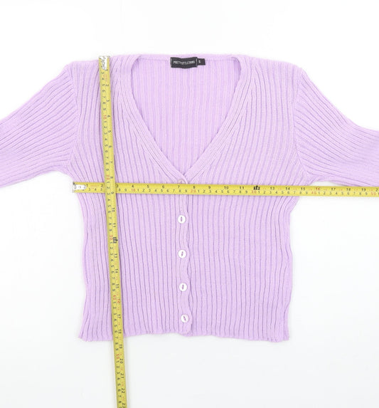 Womens UK Size S PRETTYLITTLETHING Purple Cardigan Jumper