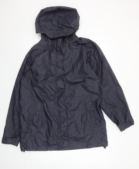 Womens UK Size 10-12 Lands' End Blue Rain Coat