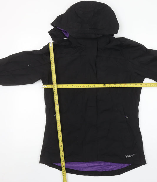 Gelert Womens Black Waterproof Hooded Rain Coat Jacket Size 12