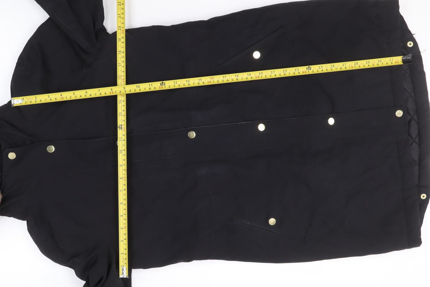 Joules Womens Black Fur Trim Hooded Parka Coat Size 10