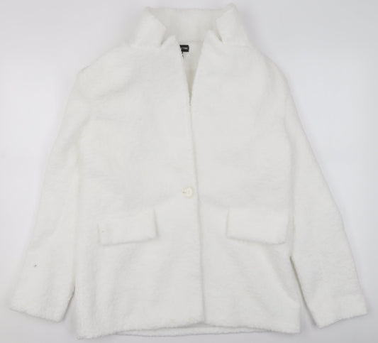 Womens UK Size 4 PRETTYLITTLETHING White Overcoat
