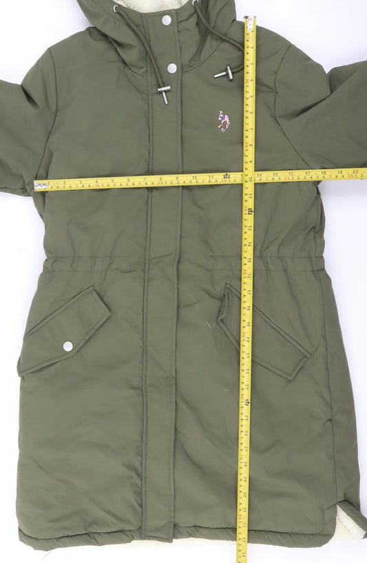 Womens UK Size 10 U.S. Polo Assn. Green Parka Coat
