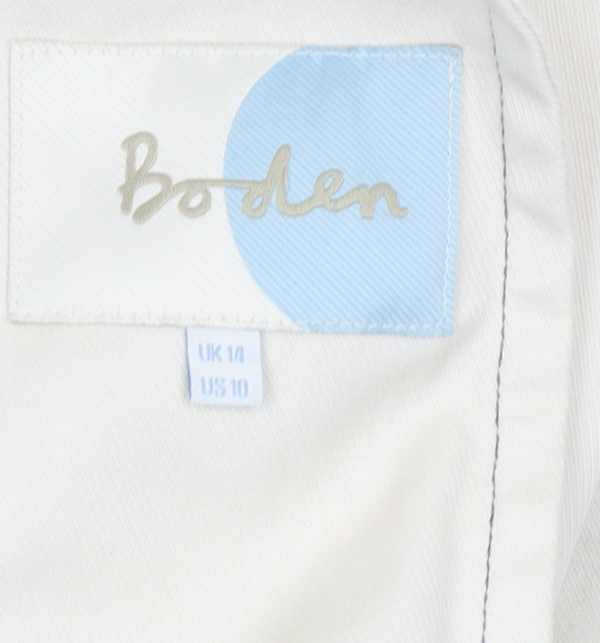 Boden Women Ivory Cotton Twill Long Trench Coat Size 14